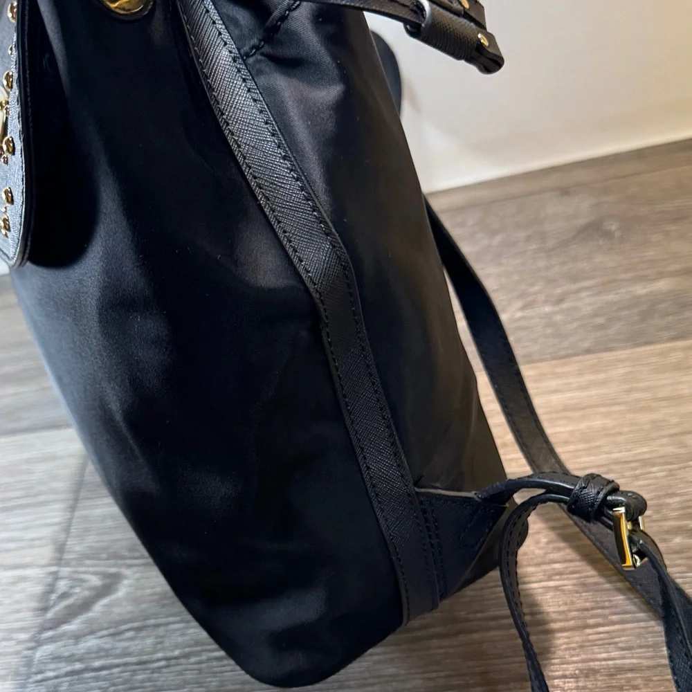 Michael Kors Black Backpack with Gold Details